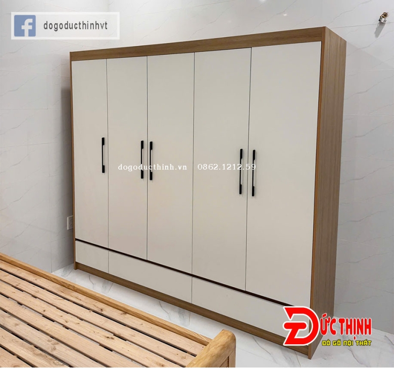 Tủ quần áo gỗ MDF cánh mở (phối màu cánh)
