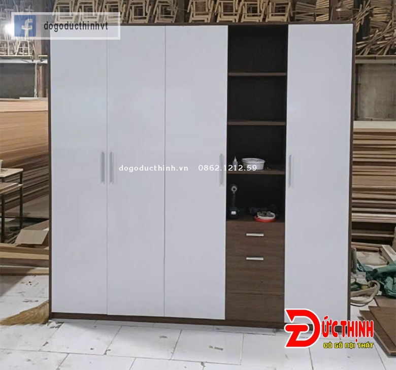 Tủ quần áo gỗ MDF cánh mở (phối màu cánh)