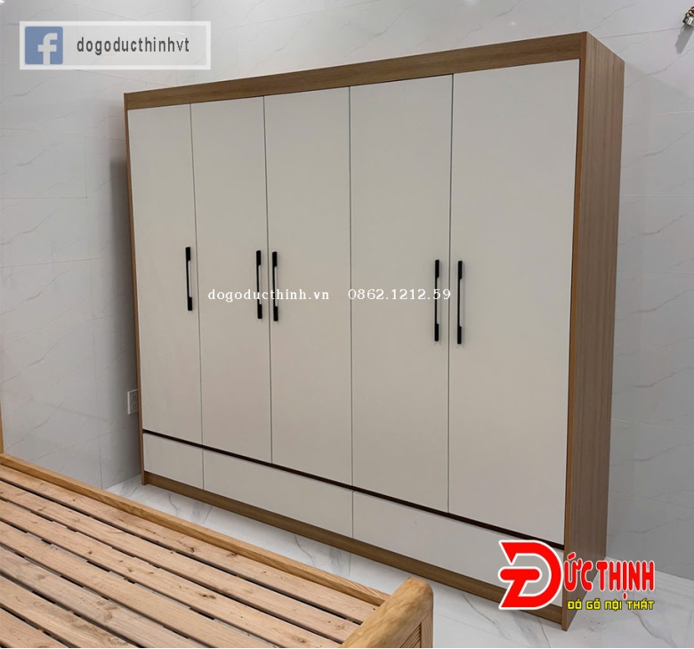 Tủ quần áo gỗ MDF cánh mở (phối màu cánh)