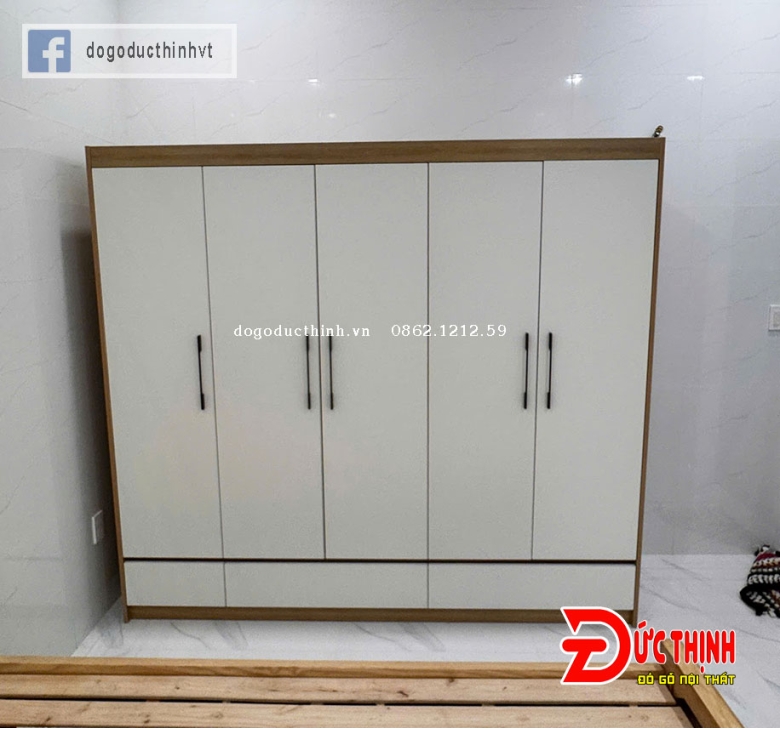 Tủ quần áo gỗ MDF cánh mở (phối màu cánh)
