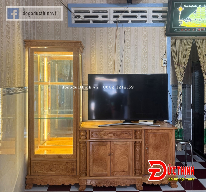 Tủ Tivi kết hợp tủ rượu lệch