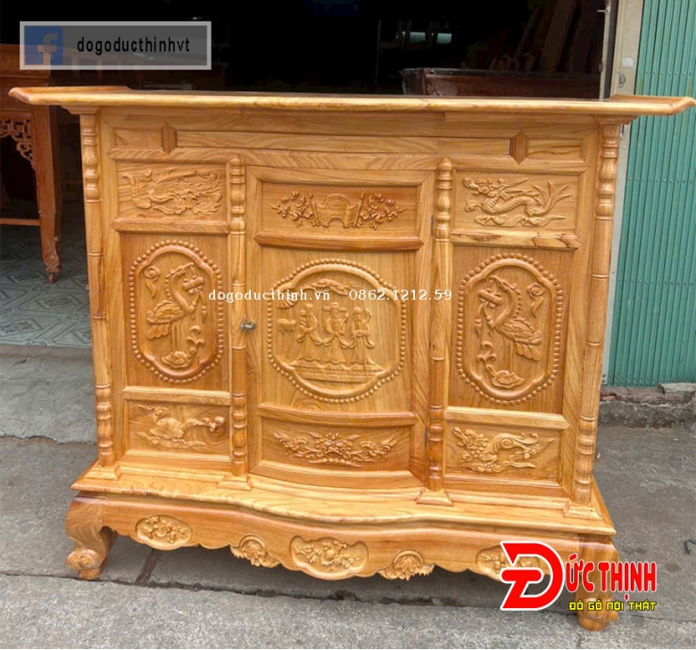 Tủ thờ gỗ đỏ 153 - mẫu Tam Đa