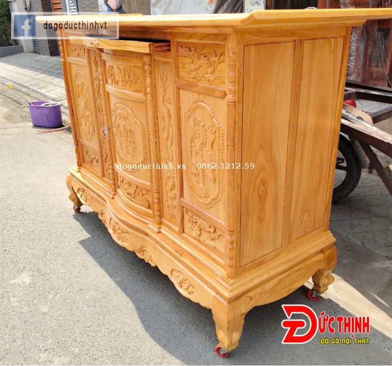Tủ thờ gỗ đỏ 153 - mẫu Tam Đa