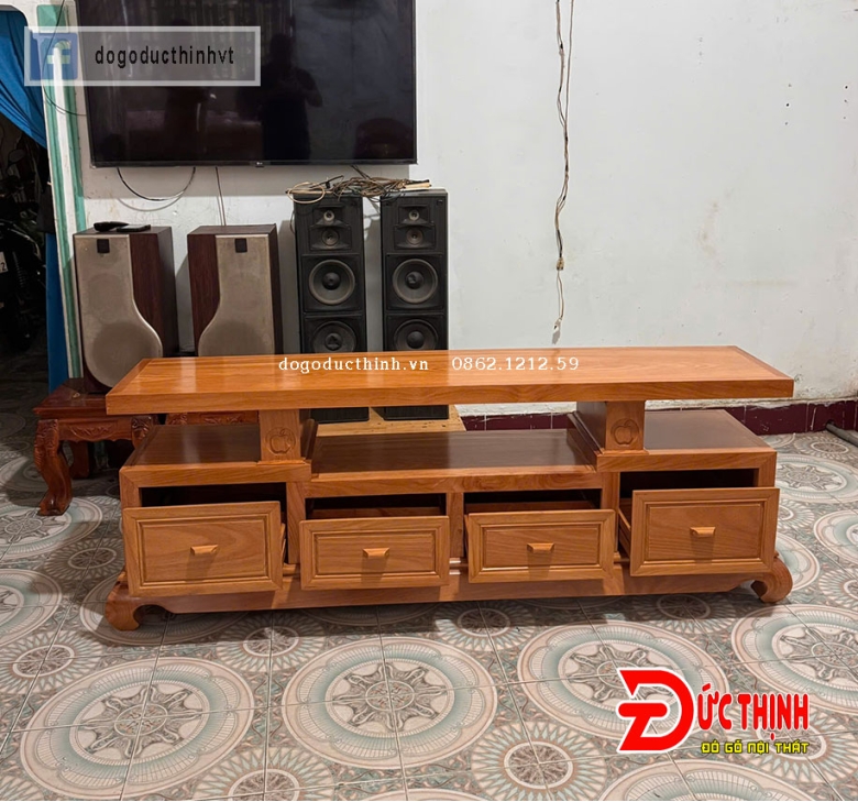 Tủ Tivi gỗ đỏ mẫu kiểu Nhật
