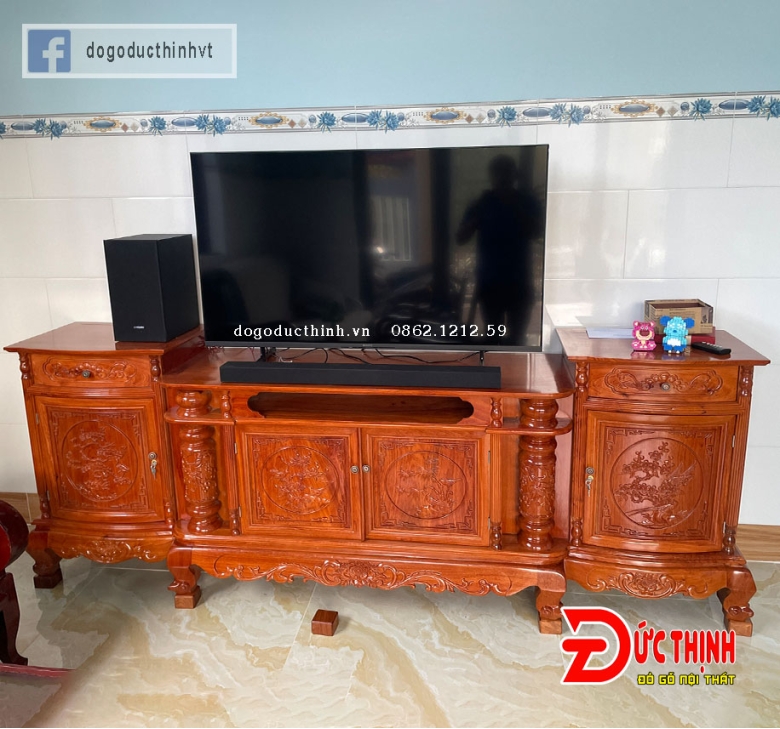 CỐP TIVI GỖ HƯƠNG ĐÁ MẪU LÕM 2M4